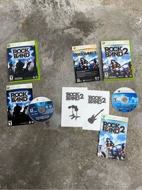 Rock Band Xbox 360 Game Bundle Rock Band 1 & 2 Tested Complete